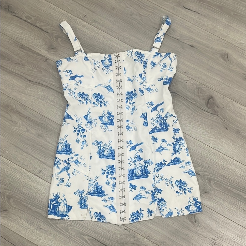 Blue and White Floral Dress